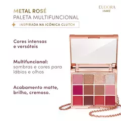 Paleta Multifuncional Clutch Metals Rosé Eudora Make 10g na internet