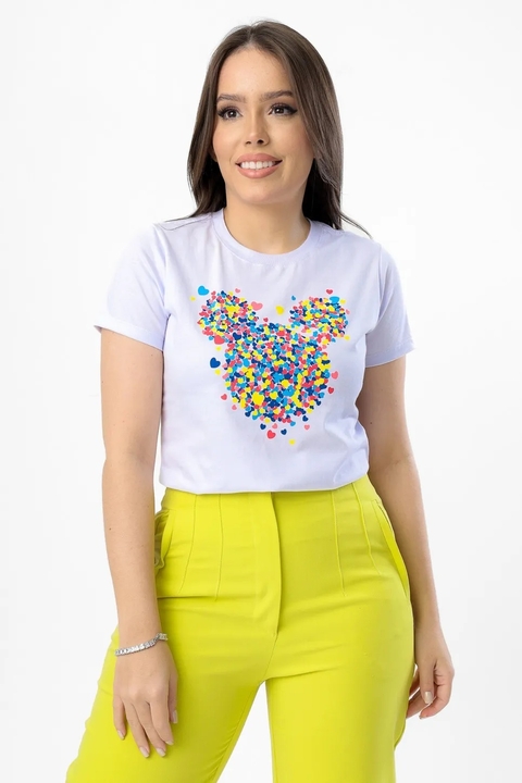 T-SHIRT MICKEY CORAÇÕEZINHOS COLORIDOS