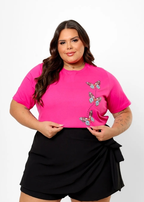 T-SHIRT PLUZ SIZE TRÊS BORBOLETAS