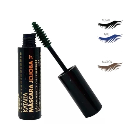 mascara de pestañas katalia aceite de jojoba azul celeste negra o marron