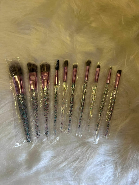 Kit de 10 Pincéis com Glitter