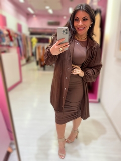 Vestido Chamise Priscila marrom