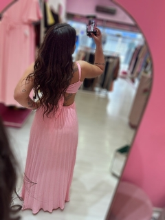 Vestido longo plissado Júlia Rosa candy na internet