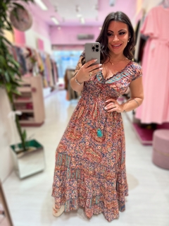 Vestido longo indiano vermelho