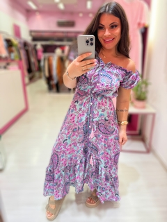 Vestido longo indiano botoes - comprar online
