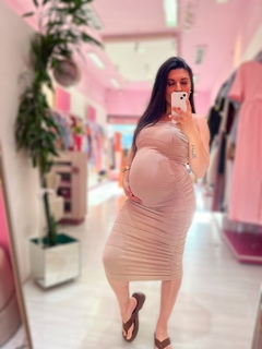 vestido midi Poliamida premium Carol NUDE