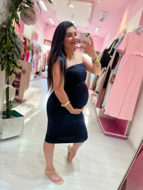 vestido midi Poliamida premium Carol PRETO
