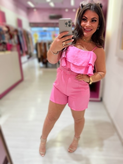 Macação cinto Deise ROSA CANDY