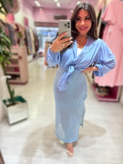 Saia midi trico BRENDHA AZUL - comprar online