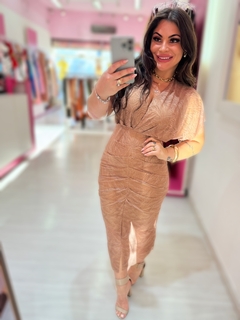 Vestido midi transpassado Mika verão nude - comprar online