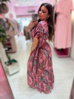 Vestido longo indiano rosa/vermelho - comprar online