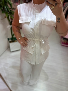 Conjunto Francisca calça + camisa alongada (branco) - comprar online