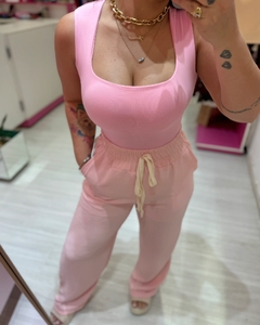 Calça Pantalona rosa - Diamante Rose | Moda feminina Esteio | Loja de roupas feminina