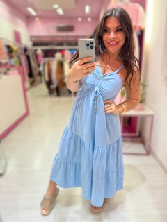 Vestido midi LARA azul bebe - comprar online