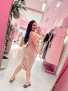 vestido midi Poliamida premium Carol NUDE - comprar online