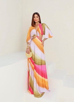Vestido longo multiformas laranja