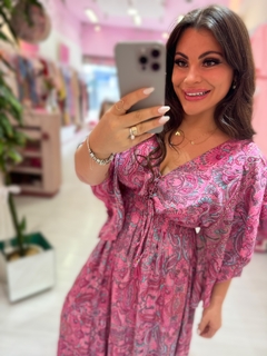 Vestido longo indiano rosa - comprar online
