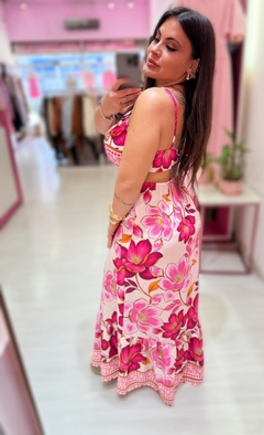 Vestido longo flower rosa na internet