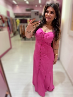 Vestido midi botões Caroline (pink) - comprar online