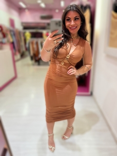 vestido midi Poliamida premium Carol NUDE na internet