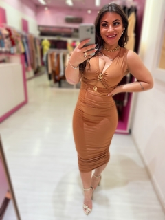 Vestido midi Maya telha
