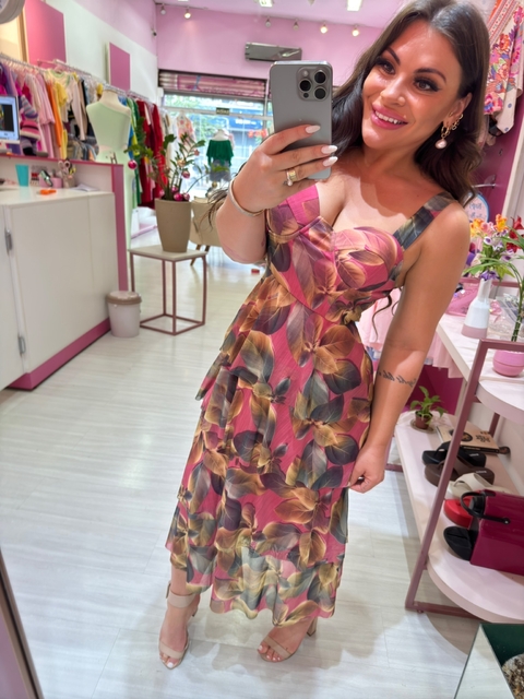 Vestido midi Alice babado floral