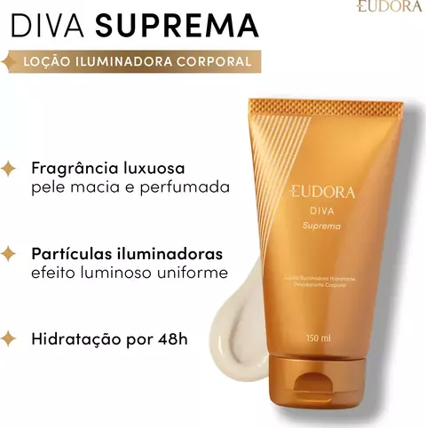 Loção Iluminadora Hidratante Desodorante Colônia Corporal Diva Suprema 150ml - comprar online