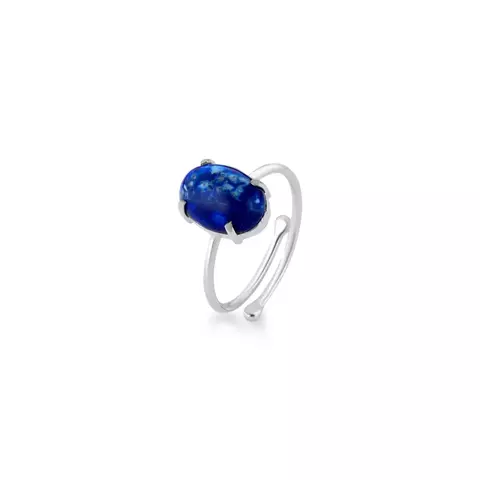 Anel Ajustável Lápis Lazuli Oval Prata 925