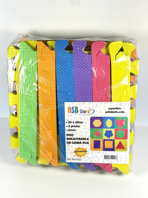 PISO DE GOMA EVA X9 PIEZAS 30X30CM FORMAS GEOMETRICAS