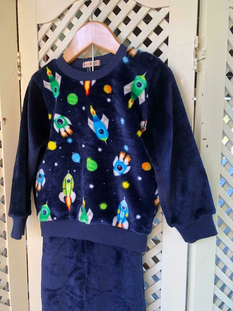 Conjunto Fleece - Foguete Azul marinho