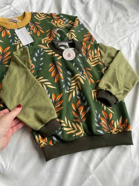 Blusa de Moletinho Salamê - Verde com folhas - comprar online