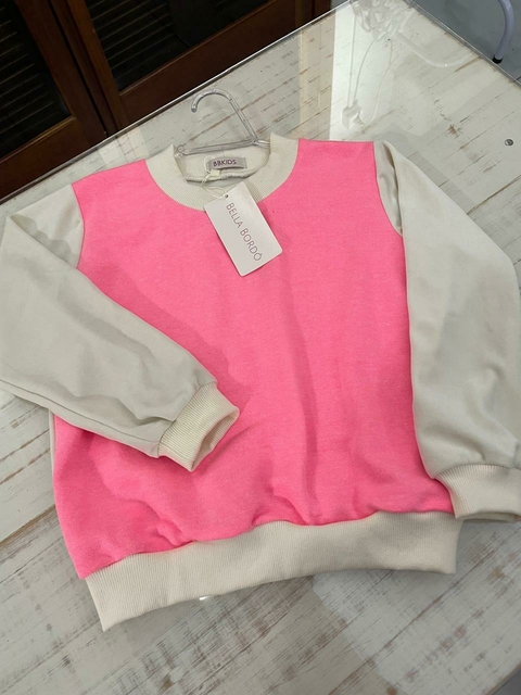 Blusa de Moletinho Salamê - Off white e rosa - comprar online