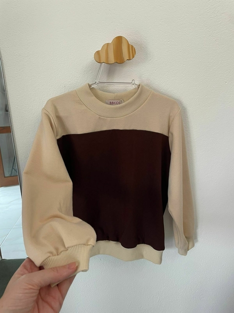 Blusa de Moletinho Salamê - Marrom e Bege - comprar online