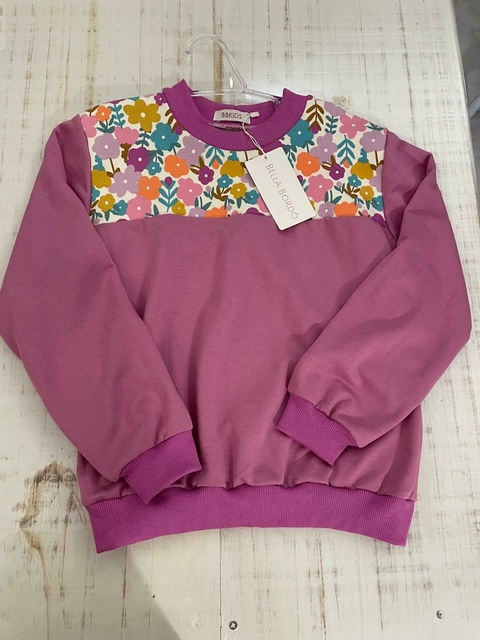 Blusa de Moletinho Salamê - Lilás + floral - comprar online