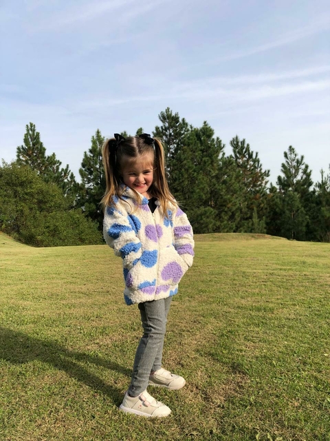 Casaco Aconchego Corações - Azul e Lilás