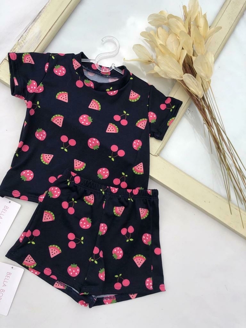 Pijama Azul Marinho Frutinhas