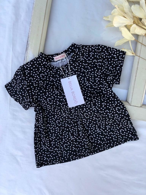 Blusa Laís Corações P&B