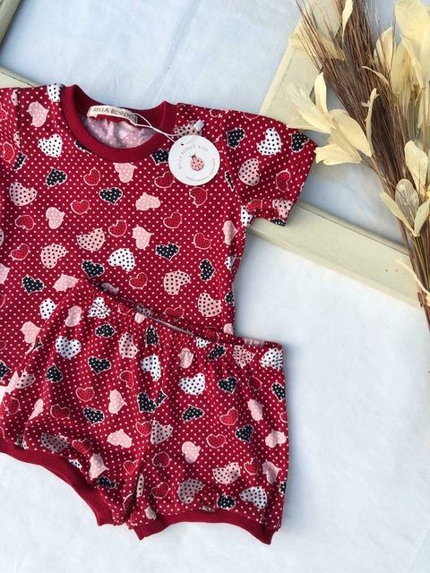 Pijama Vermelho Corações