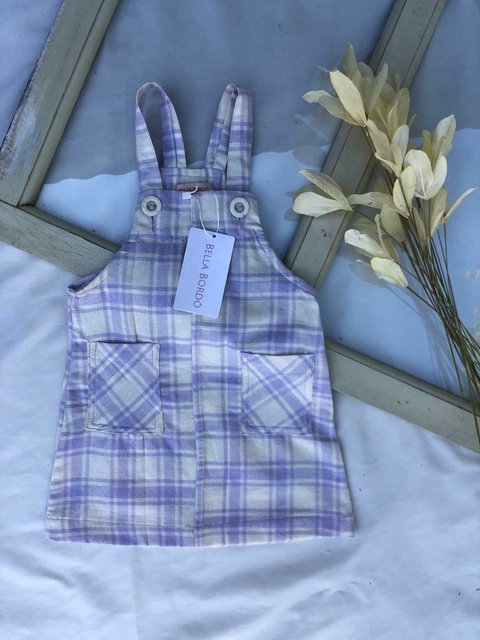 Salopete Menina Xadrez e Off White