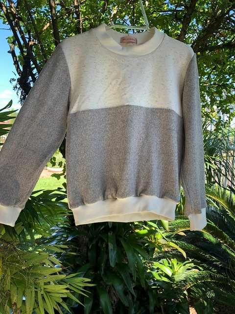 Blusa de Moletinho Salamê - Cinza + Branco