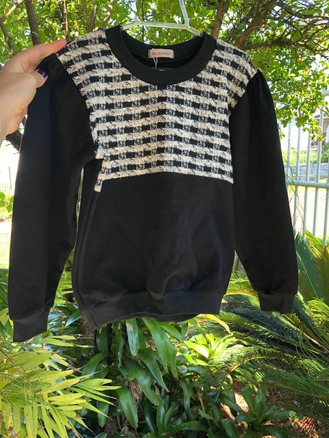 Blusa de Moletinho Salamê - Preto + Tweed