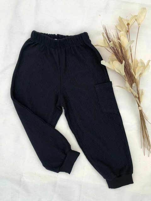 Calça Moletinho Canelado - Preto