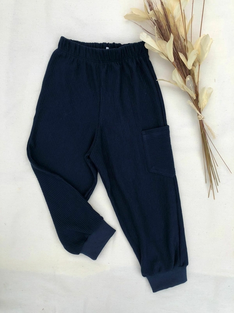 Calça Moletinho Canelado - Azul