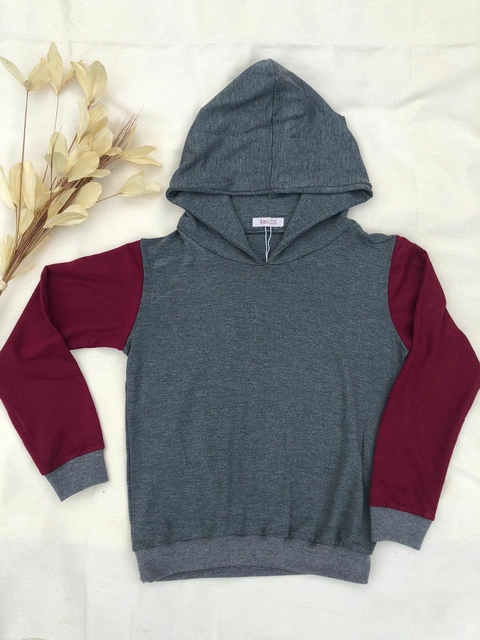 Blusa de Moletinho Salamê - Chumbo + Bordô