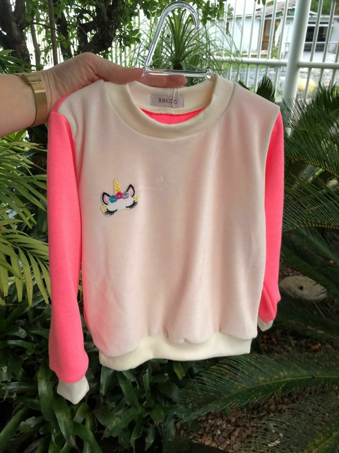 Blusa de Moletinho Salamê - Unicórnio Off White