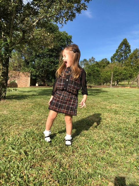 Short-saia Tweed - Preto