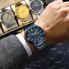 Poedagar moda clássico masculino relógios de pulso aço inoxidável à prova d - Use Azorrague Loja virtual