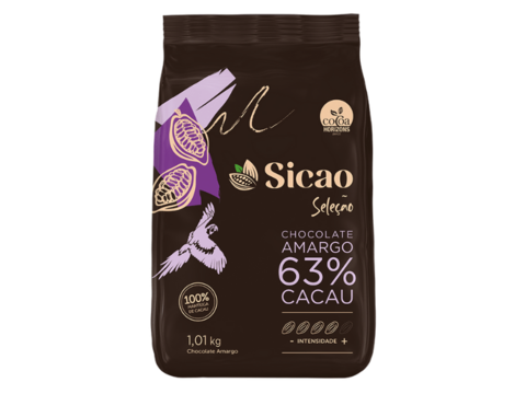 sicao - chocolate sicao - chocolate - chocolate amargo - 63% cacau - cacau - chocolate em gotas
