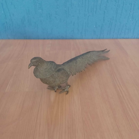 Pássaro faisão antigo em bronze – Estilo realista com longa cauda