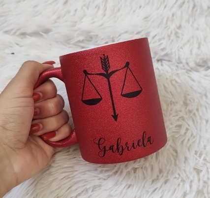 Caneca de porcelana com glitter